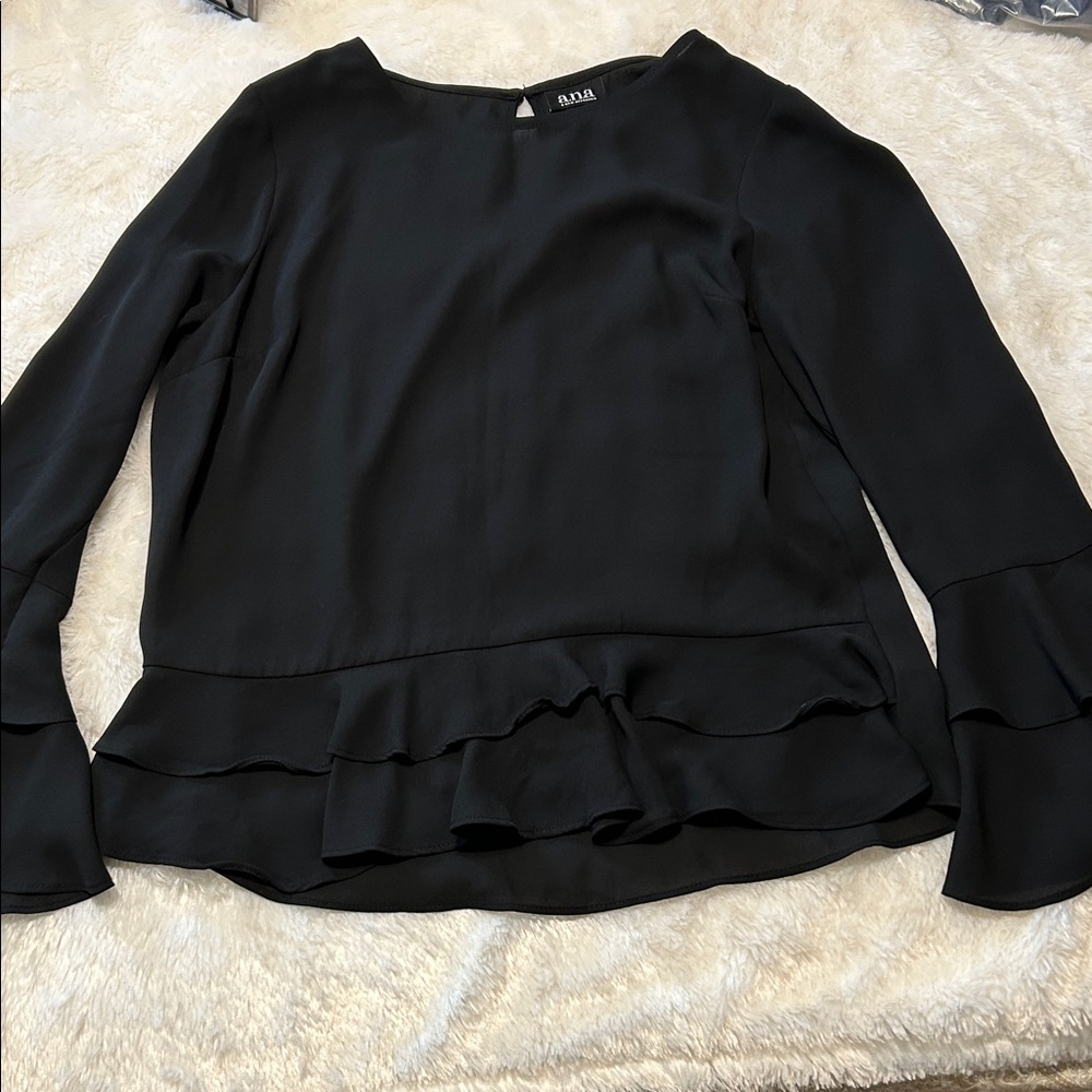 Black Ruffle Sleeve Blouse